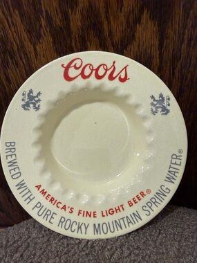 Coors Ceramic Ashtray with Red Logo and grey Accents vintage 60’-80’s